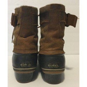 Sorel Women's Duck Winter Boots Waterproof Size 8 Brown Buckle Lace Up